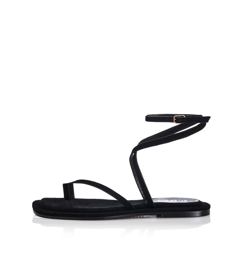 ALAÏA Black Bombe Flat Sandals